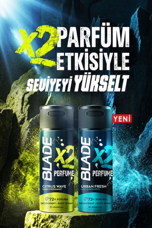 Blade X2 Perfume Urban Fresh Erkek Deodorant Body Spray 3x150 Ml Leke Bırakmaz %0 Alüminyum