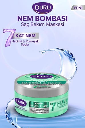 Nem Bombası 7’li Hyaluronik Asit Kompleksi Yoğun Nemlendirici Saç Maskesi Hacim Verici 2x200 Ml