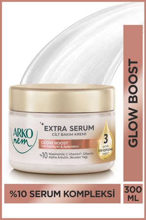 Extra Serum Glow Boost Ton Eşitleyici & Aydınlatıcı Cilt Bakım Kremi Skualen Yağlı 300 Ml