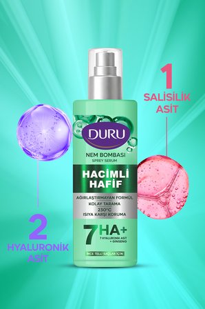 Nem Bombası 7’li Hyaluronik Asit Hacimli,Ağırlaştırmayan Formül Saç Bakım Spreyi 2x190 ml