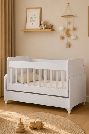 Beşik, Elegant Sallanan Beşik 60x120 - Beyaz