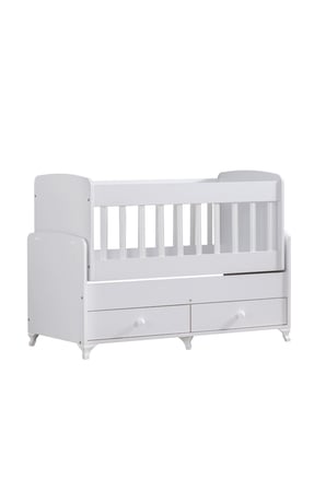 Beşik, Elegant Çekmeceli Sallanan Beşik 60x120- Beyaz
