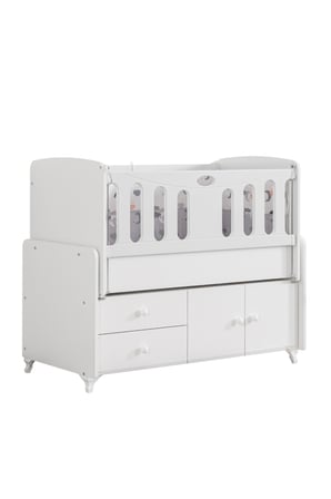 Beşik, Armadi Çekmeceli Dolaplı Sallanan Beşik 60x120 cm – Beyaz