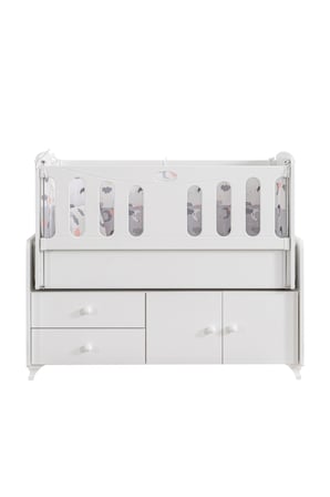 Beşik, Armadi Çekmeceli Dolaplı Sallanan Beşik 60x120 cm – Beyaz