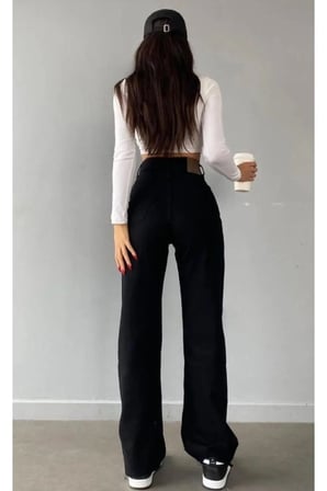 Nvn Hsn Cnk Xier Siyah Likralı Bel Salaş Jean Pantolon New Sezon