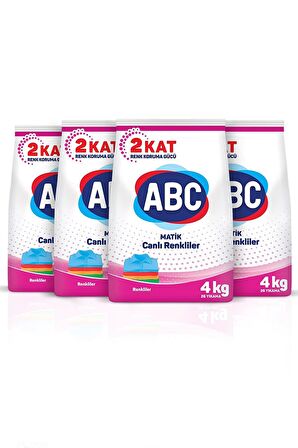 ABC Parfümlü Renkliler İçin Toz Çamaşır Deterjanı 4 x 4 kg 104 Yıkama
