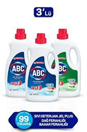 ABC Karma Renkler İçin Sıvı Deterjan 3x3.7 lt 99 Yıkama 