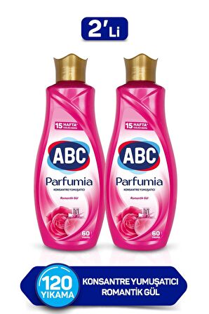 ABC Parfumia Romantik Gül Beyazlar ve Renkliler İçin Konsantre Yumuşatıcı 2 x 1440 ml 120 Yıkama