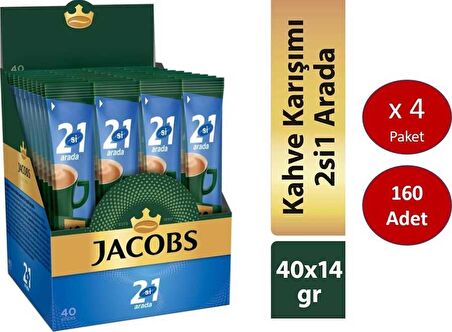 Jacobs 2'si 1 Arada Karışım Kahve 160 Adet (40'lı Kutu x 4 )