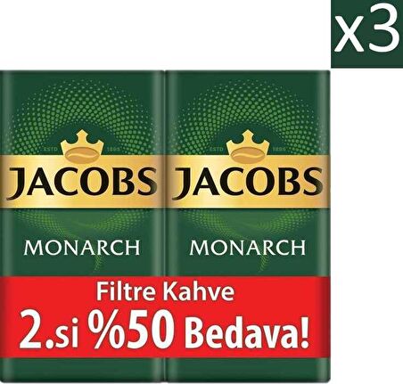 Jacobs Monarch Sert İçim Öğütülmüş Filtre Kahve 3 x 500 gr