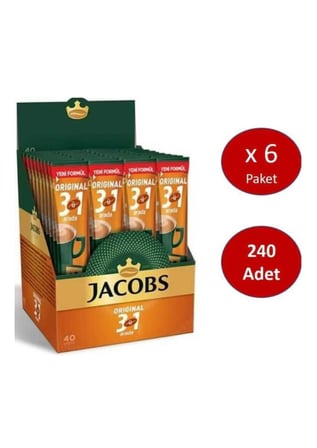 Jacobs 3ü1 Arada 240 Adet Stick Kahve (40 X 6 Paket)