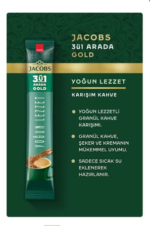 Jacobs 3'ü 1 Arada Gold Yoğun Lezzet Karışım Kahve 160 Adet ( 4 kutu )