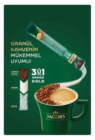 Jacobs 3'ü 1 Arada Gold Yoğun Lezzet Karışım Kahve 160 Adet ( 4 kutu )