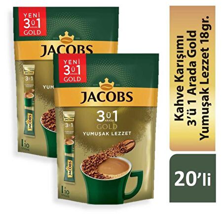 Jacobs 3'ü 1 Arada Gold Yumuşak İçim Karışım Kahve 120'li ( 10 x 2 paket )