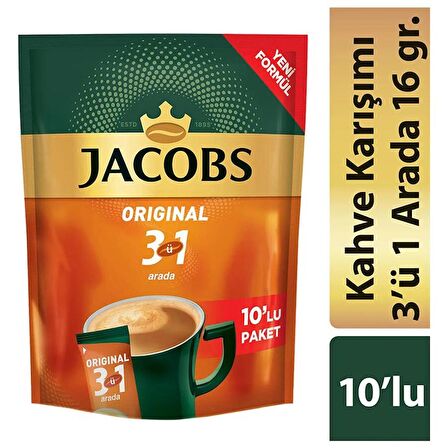 Jacobs 3'ü 1 Arada Karışım Kahve 10'lu Paket