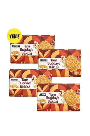 Tam Buğdaylı Bisküvi 393 G x 4 Adet - Yüksek Lifli Doyurucu Atıştırmalık Paket