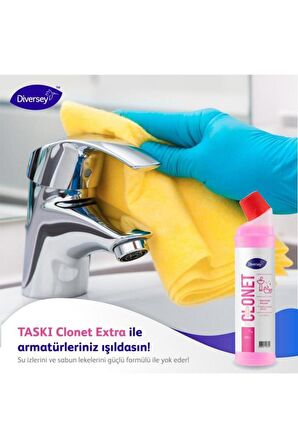 Taskı Clonet Extra 6'lı Set Kireç Çözücü Banyo Temizleyici 1 şişe 750ML