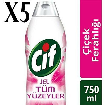 Cif Çiçek Ferahlığı Granit Jel Yüzey Temizleyici 5x750 ml 