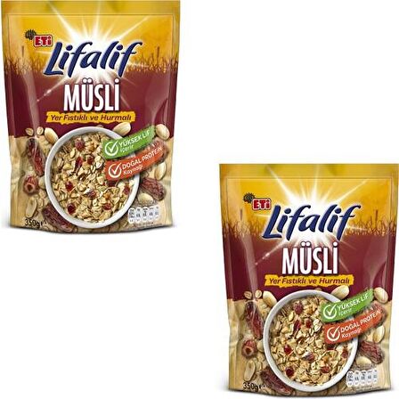 Eti Lifalif Yer Fıstıklı ve Hurmalı Müsli 350 g x 2 Adet