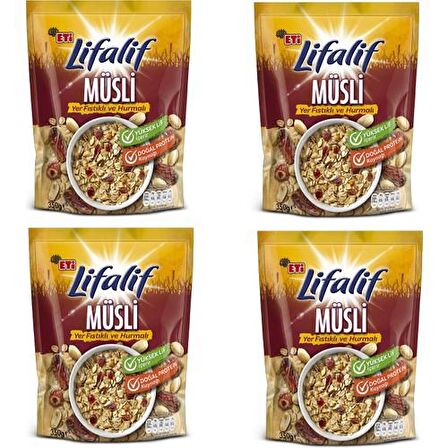 Eti Lifalif Yer Fıstıklı ve Hurmalı Müsli 350 g x 4 Adet