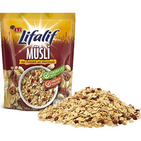 Eti Lifalif Yer Fıstıklı ve Hurmalı Müsli 350 g x 4 Adet