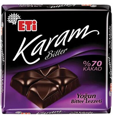 Eti çikolata 60gr kare karam bitter %70 kakao