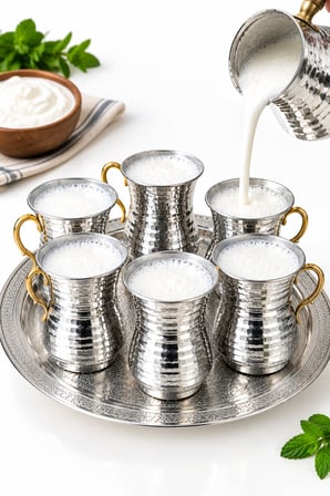 İşlemeli Kulplu Bakır Fincan ve Bardak Takımı (Tepsi Dahil)