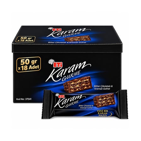 Eti Karam Gurme Bitter Çikolatalı Gofret 50 gr x 18 Adet 