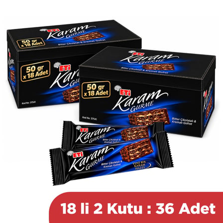 Eti Karam Gurme Bitter Çikolatalı Gofret 50 gr x 36 Adet (2 Kutu)
