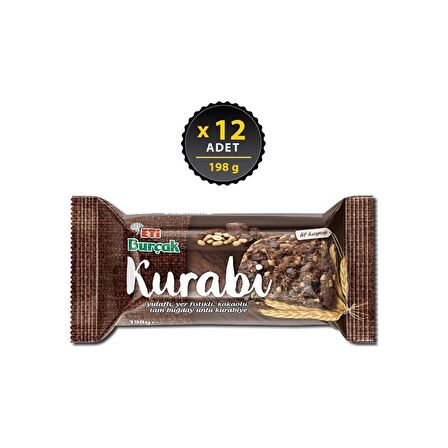 Eti Burçak Kurabi Kakaolu Yer Fıstıklı 198 g x 12 Adet