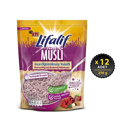 Eti Lifalif İnce Öğütülmüş Müsli Hibiskuslu 250 g x 12 Adet