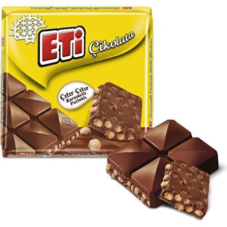 Eti Çikolata Karamelli Patlaklı Sütlü Kare 57 g x 10 Adet