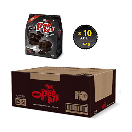 Popkek Mini Bitter Çikolatalı 162 g x 10 Adet