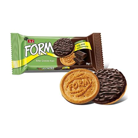 Eti Form Bitter Çikolata Kaplı Lifli Bisküvi 50 g x 24 Adet