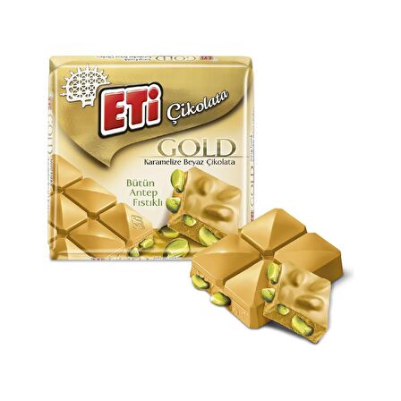 Eti Gold Antep Fıstıklı Karamelize Beyaz Çikolata 60 g x 10 Adet