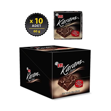 Eti Karam %45 Kakaolu Bitter Çikolata 60 g x 10 Adet