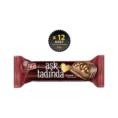 Eti Aşk Tadında Fındık Kremalı Gofret 37 g x 12 Adet