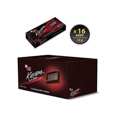 Eti Karam Mini Kakaolu Bitter Çikolata 32 g x 16 Adet