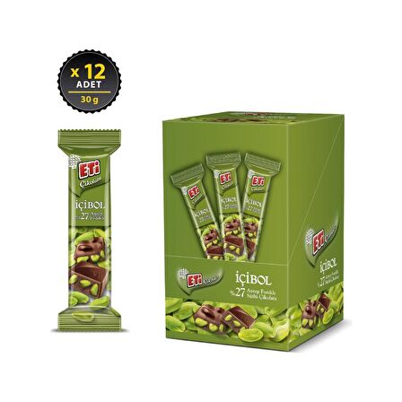 Eti Çikolata %27 İçibol Antep Fıstıklı 30 g x 12 Adet