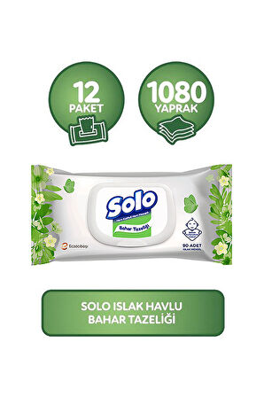 Solo Bahar Tazeliği Islak Havlu Mendil 90'lı x 2 (180 Yaprak)