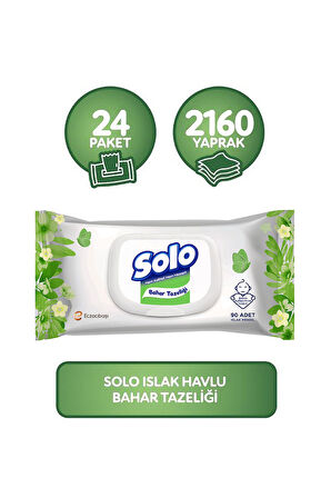 Solo Bahar Tazeliği Islak Havlu Mendil 90'lı x24