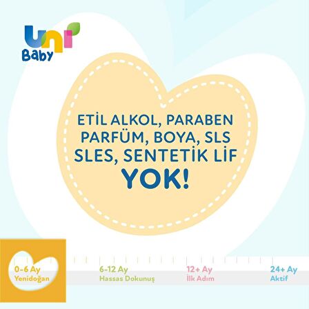 Uni Baby Yenidoğan Alkolsüz-Parfümsüz 18 x 40 Yaprak 18 Paket Islak Mendil