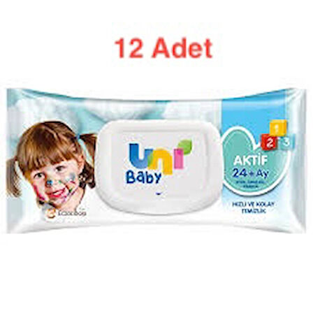 Uni Baby 72li Aktif Islak Mendil - 12 Adet