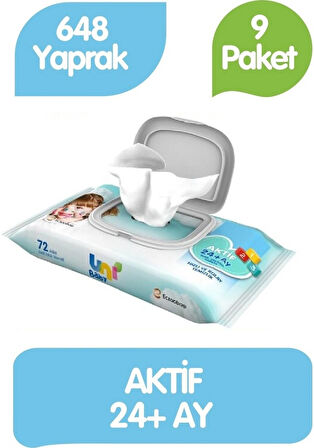 Uni Baby Aktif Islak Mendil 72'li 72x9 648 Yaprak