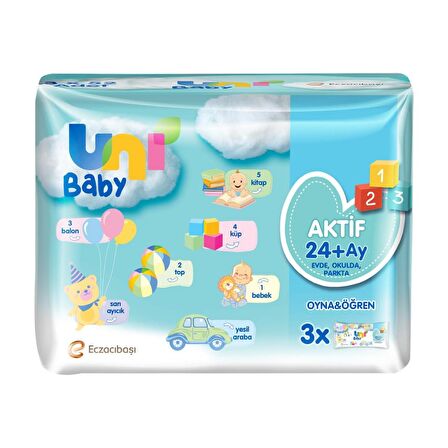 Uni Baby Aktif Alkolsüz 3 x 52 Yaprak 3 Paket Islak Mendil