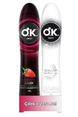 Okey Çilek Kayganlaştırıcı Jel 100 ML + Okey Zero Kayganlaştırıcı Jel 100 ML