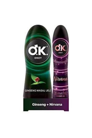 Okey Ginseng Masaj Jeli 200 ml +Okey Nirvana Uyarıcı Jel 100ml