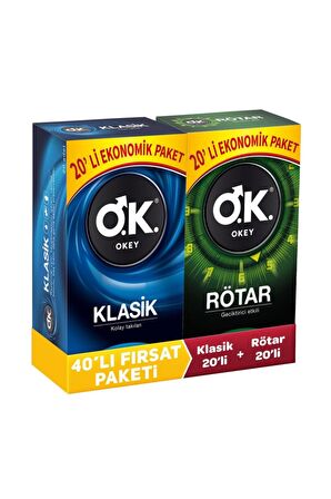 Okey Klasik 20'li Prezervatif & Rötar 20'li Prezervatif