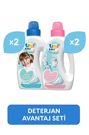 UNİ BABY ÇAMAŞIR YUMUŞATICISI 1500ML 2 ADET AKTİF SIVI DETERJAN 2 ADET TOPLAM 4 ADET  