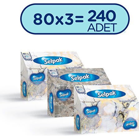 Selpak El ve Yüz Havlusu Kutulu Mermer Desen 3'lü 240 Yaprak
